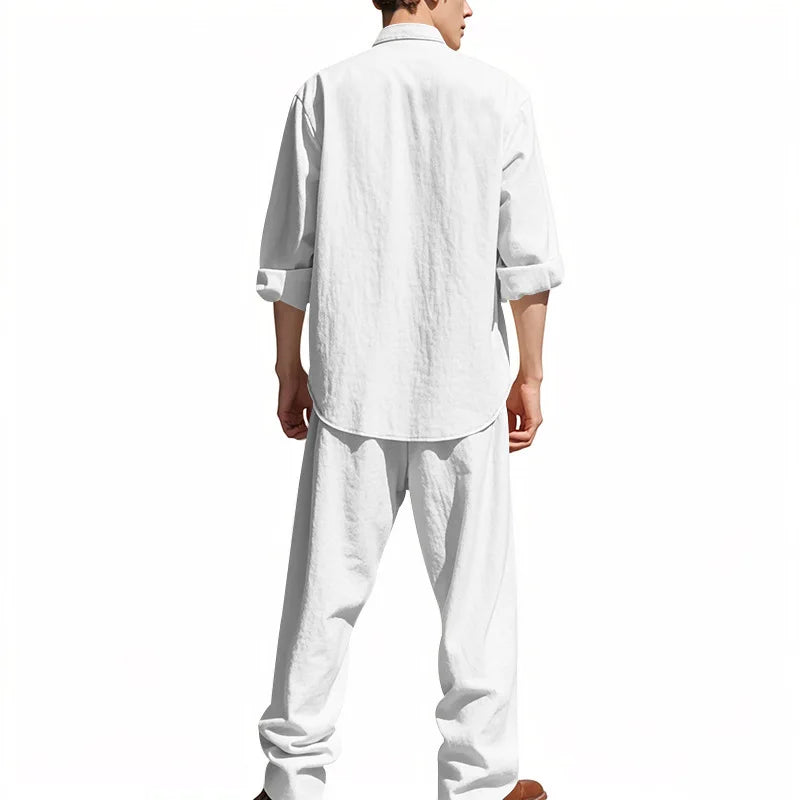 Men's Linen Matching Suit — Loose Shirt & Pants Coordinated Set