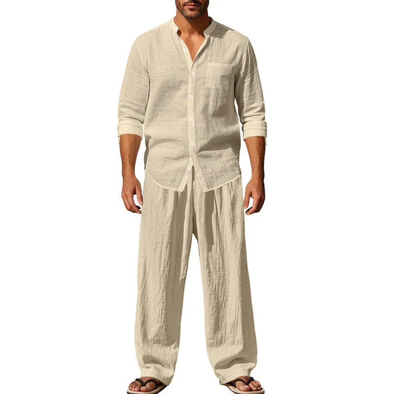 Men's Linen Matching Suit — Loose Shirt & Pants Coordinated Set