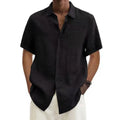 Men's Cotton Linen Short Sleeve Shirt — Beach Casual Style, Plus Sizes Available