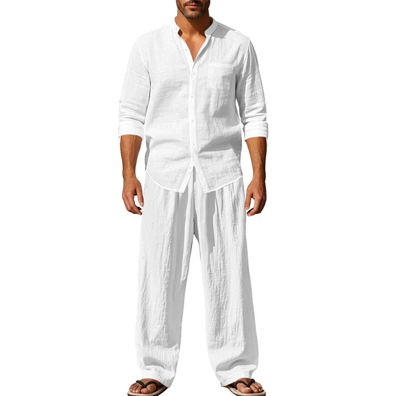 Men's Linen Matching Suit — Loose Shirt & Pants Coordinated Set