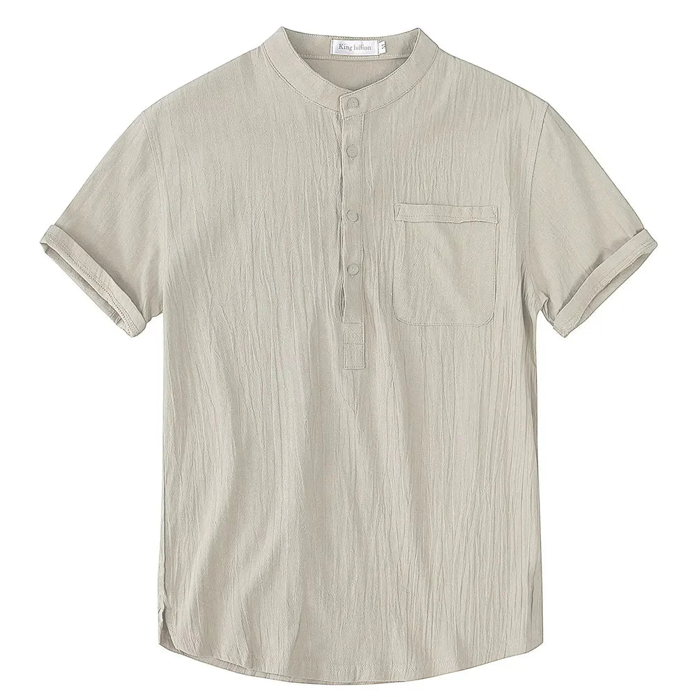 Men's Cotton Linen Short Sleeve T-Shirt — Breathable Everyday Essential