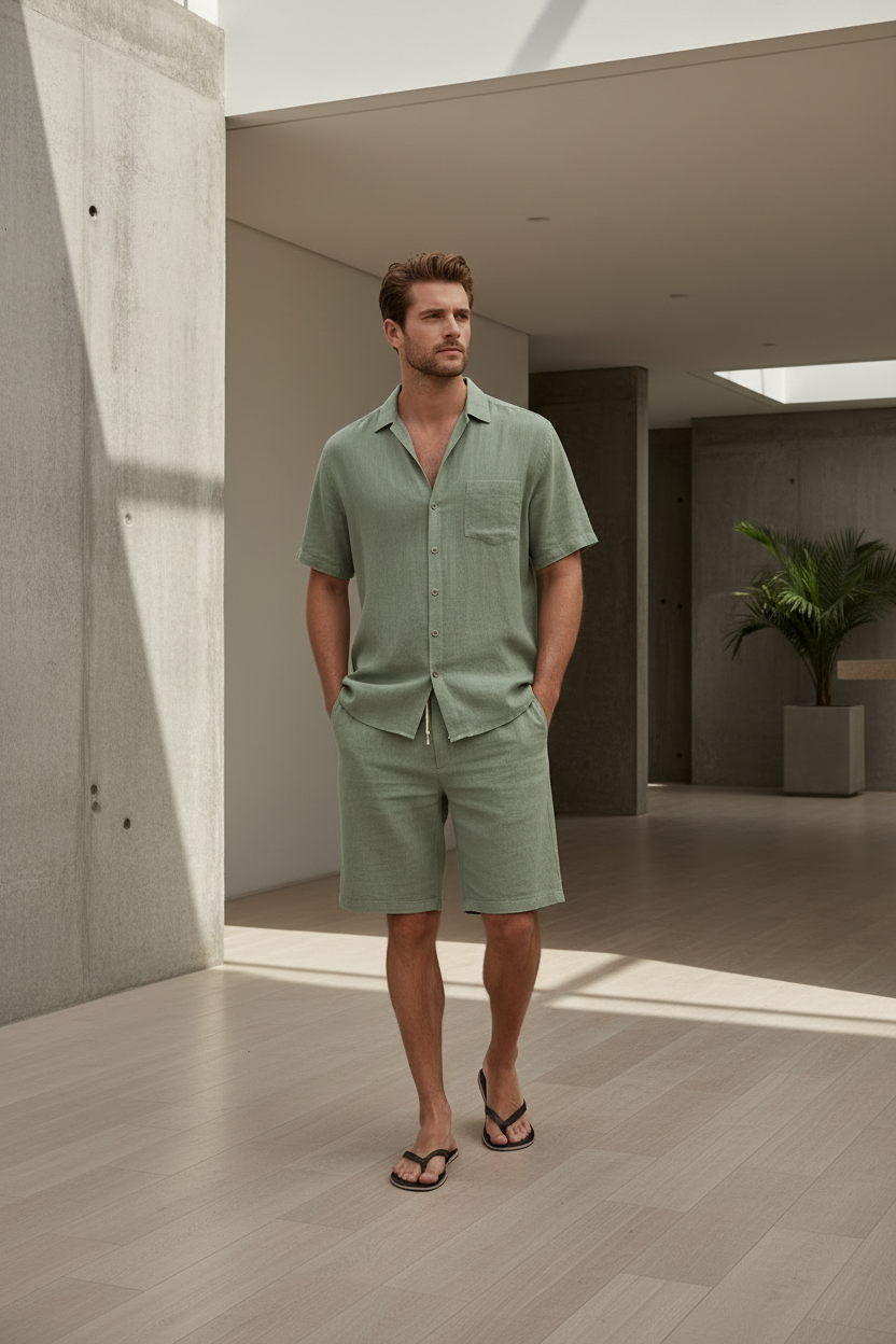 Men's Premium Linen Beach Suit - Grey